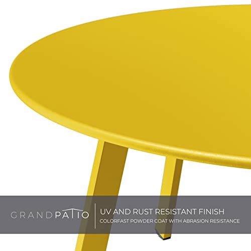 Grand Patio Round Steel Patio Coffee Table, Weather Resistant Outdoor Large Side Table, Yellow… - color: Yellow, style: 1 PC