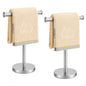 Hand Towel Holder Stand, 2 Freestanding Bathroom Towel Rack, Brushed Nickel | Weighted Stainless Steel Base Helps Prevent Tipping While The Open T-Shape Keeps Towels Dry on Bathroom Countertops - color: X-silver-2 Pack