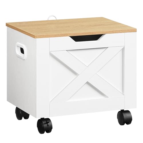 MAHANCRIS Rolling Filing Cabinet, Small File Cabinet Under Desk with Single Drawer, Hanging File Organizer for A4/Letter-Size Documents, Organizer Box, for Home Office, White and Natural FCBN4001 - color: White and Natural