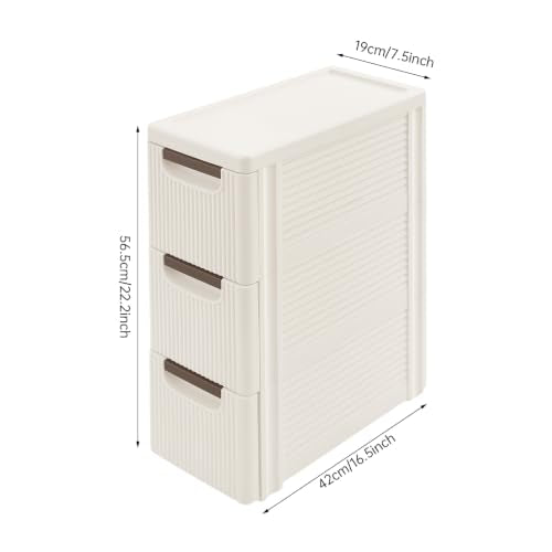 3 Drawers Slim Bathroom Storage Cabinet,Narrow Plastic Storage Cart,Rolling Dresser on Wheels for Bedroom,Living Room,Bathroom,Kitchen - size: 3 Drawers