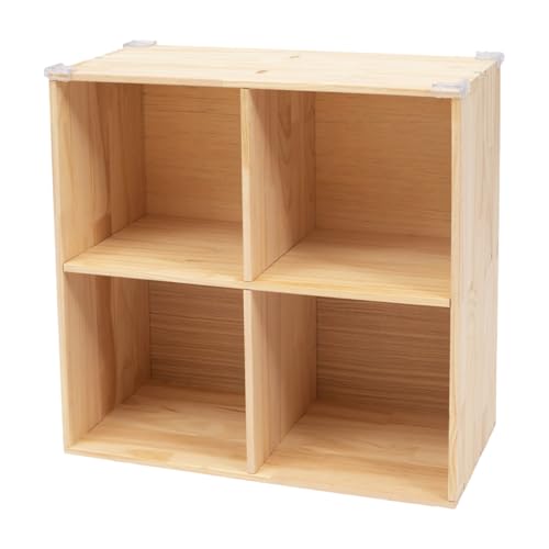 10 Cube Solid Wood Bookcase Organizer, 59" Long Floor Standing Bookshelf, Open Storage Display Cabinet for Living Room Bedroom Office Hallway Entryway (4 Cube) - size: 4 Cube