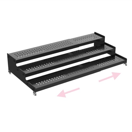 Step Can Organizer, Metal 3-Tier Spice Rack for Kitchen Counter, Storage Shelf for Canned Food, 1 Pack, Black, with Holes - color: Black/With holes