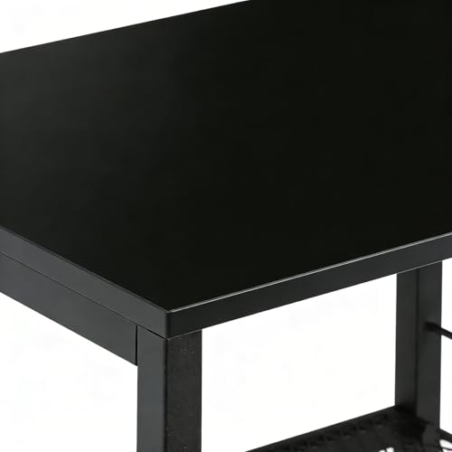MOOACE 3 Tier End Table with Wheel, Kitchen Cart Storage Shelf, Black | Small Side Table Nightstand, Rolling Kitchen Utility Cart Table Stand for Bedroom Living Room Office Balcony - color: Black1