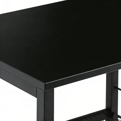 MOOACE 3 Tier End Table with Wheel, Kitchen Cart Storage Shelf, Black | Small Side Table Nightstand, Rolling Kitchen Utility Cart Table Stand for Bedroom Living Room Office Balcony - color: Black1