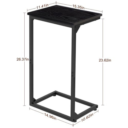 AMHANCIBLE C Shaped End Tables Set of 2, Couch Side Tables that Slide Under Sofa, Slim TV Trays for Living Room and Bedroom, Narrow Space Saving Laptop Workstation, Black, HET02BBK - color: Black