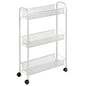 mDesign Steel Rolling Utility Cart Storage Organizer Trolley with 3 Basket Shelves for Laundry Room, Mudroom, Garage, Bathroom Organization - Holds Detergents, Hand Soap - Biro Collection, Light Gray