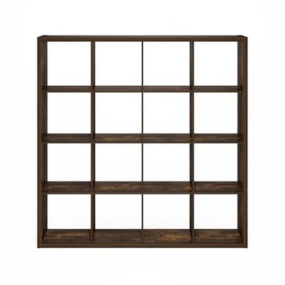 Furinno Cubicle 16-Cube Book Shelf, Extra Thick Frame Bookshelf, Amber Pine | 14.6" x 58" x 58", Reversible Bookcase with Open Back, for Living Room, Bedroom, Home Office - color: Amber Pine, size: 16-Cube,1.2In