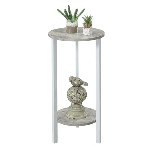 Convenience Concepts Graystone 2 Tier Tall Plant Stand 31" - Industrial Stand for Plants, Vases, and Antiques, Urban Modern Design for the Living Room, Hallway, Entryway, Faux Birch/White - color: Faux Birch/White