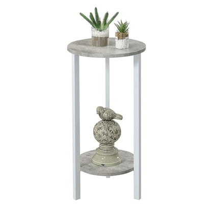 Convenience Concepts Graystone 2 Tier Tall Plant Stand 31" - Industrial Stand for Plants, Vases, and Antiques, Urban Modern Design for the Living Room, Hallway, Entryway, Faux Birch/White - color: Faux Birch/White