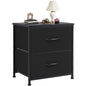 Black Nightstand with Two Drawer Side Tables Living Room 2 Drawer Dresser Bedroom End Bedside Table Cabinet with Storage Night Stand, Wooden Top Metal Frame Handle, 20'' Tall