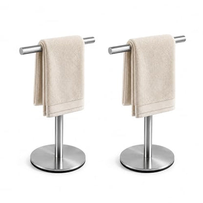 Bathroom Hand Towel Holder Stand，T-Shape Hand Towel Holder Stand SUS304 Stainless Steel for Bathroom，Kitchen or Vanity Countertop(2Pack) - color: Silver-2pack