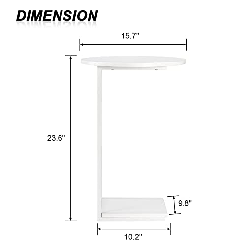 HDANI C Shaped End Table Set of 2,Couch Side Table That Slide Under,C Table End Table for Livingroom,Bedroom, Office (White) - color: White, size: Round 2 Pcs