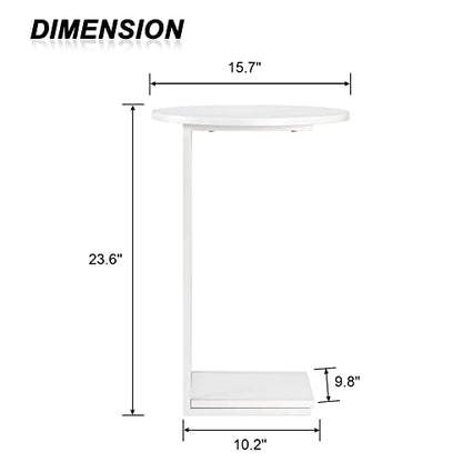 HDANI C Shaped End Table Set of 2,Couch Side Table That Slide Under,C Table End Table for Livingroom,Bedroom, Office (White) - color: White, size: Round 2 Pcs