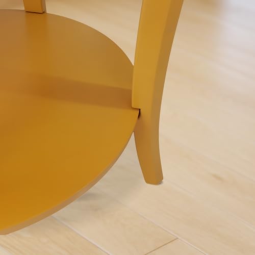 Roundhill Furniture Perth Contemporary Round End Table with Shelf - color: Yellow