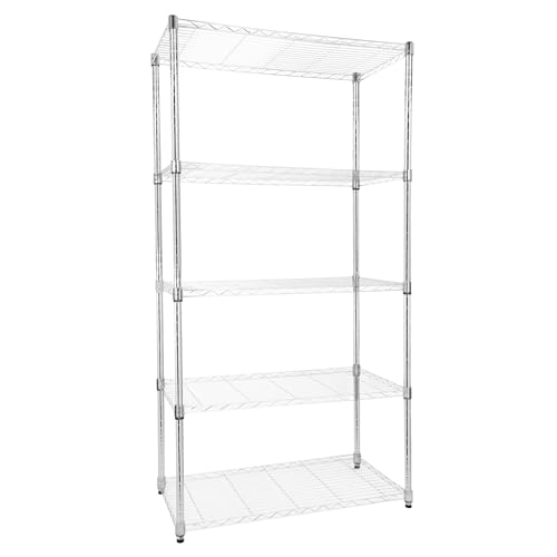 Whitmor 5 Tier Storage Shelves, Heavy Duty with Wheels, Adjustable Steel Organizer, 400 lbs Capacity per Shelf, Max 2000 lbs Total for Home, Garage, Workshop, 36" L x 18" W x 71" H, Chrome - color: Silver, size: 5 Tier, 36"L * 18"W * 71"H