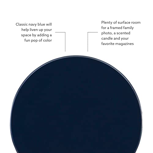 Tarkin Round Navy Blue Turned Spindle Pedestal Side Accent Table by Powell - color: Navy Blue