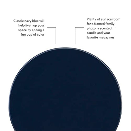 Tarkin Round Navy Blue Turned Spindle Pedestal Side Accent Table by Powell - color: Navy Blue