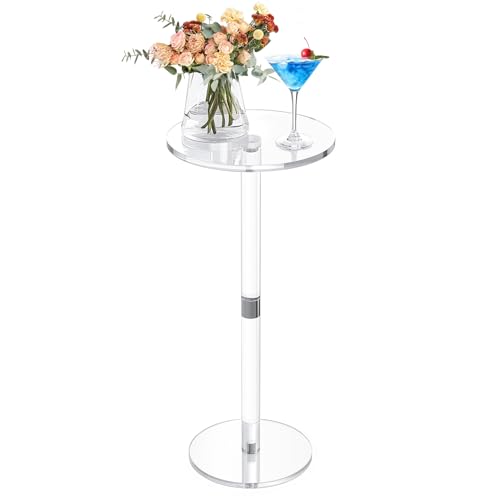 9.8" Round Clear Acrylic End Table - Modern Small Space Side Table for Living Room, Bedroom, Office, Outdoor | Sturdy, Easy to Install, Multi-Purpose - size: Small-9.8in