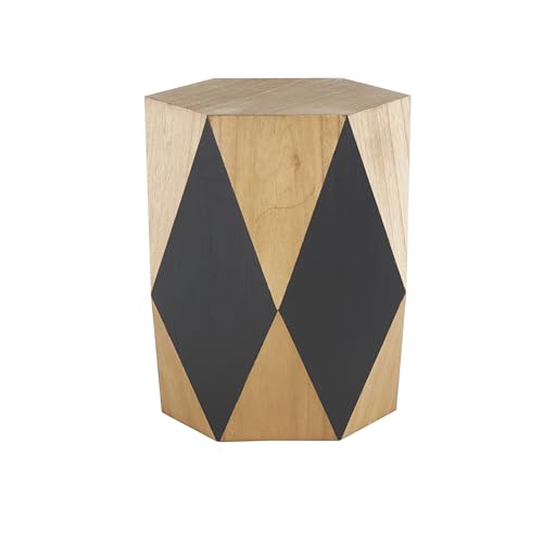 Deco 79 Wood Geometric Side End Accent Table Diamond End Table with Black Accents, Side Table 19" x 19" x 24", Brown - color: Brown, size: 19" x 19" x 24"