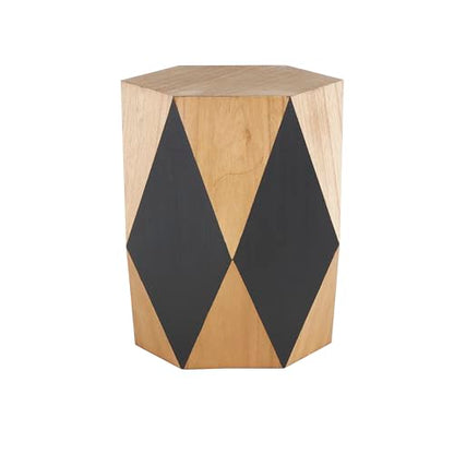 Deco 79 Wood Geometric Side End Accent Table Diamond End Table with Black Accents, Side Table 19" x 19" x 24", Brown - color: Brown, size: 19" x 19" x 24"