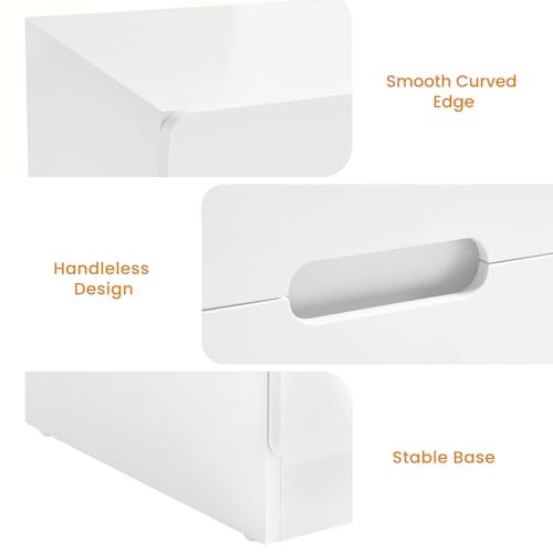 RoyalCraft White Nightstand Set of 2, Night Stand with Drawers, Modern Bedside Table with Handless Design, Wood End Table for Bedroom, Hallway - color: White, size: 2 Pieces