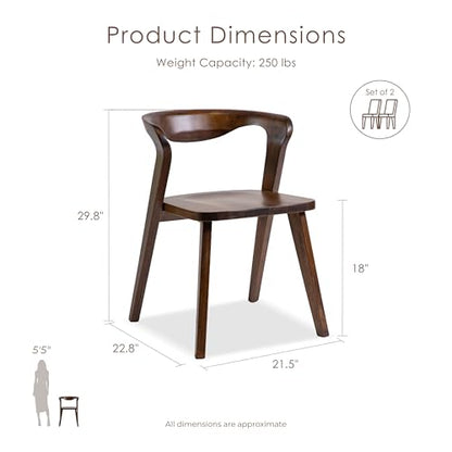 Furniture of America Nazaen III Mid-Century Modern Wood 21.5-inch Side Chairs with Rounded Backrest and Semi-Handmade for Home Kitchen, Dining Room, Rich Walnut (Set of 2) - color: Rich Walnut, size: Style 3