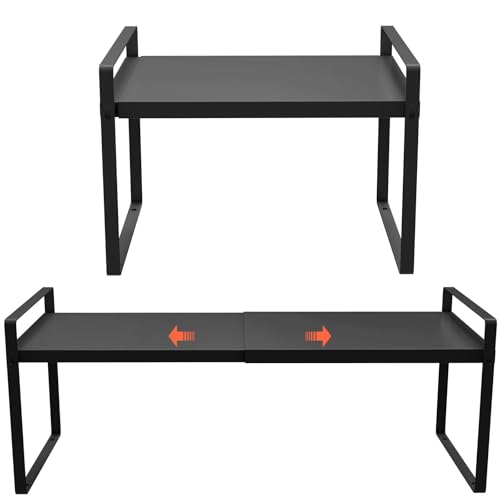 (2-Pack) 11" Cabinet Shelf Organizer Set, 14"~25" Expandable Shelves for Kitchen Cabinets & Cupboards, Perfect for Dishes, or Small Appliance Storage - color: 11" Wide ( 2 Pack)