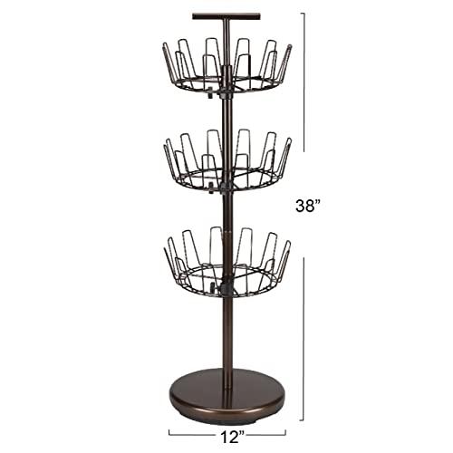Household Essentials 2138 Three-Tier Adjustable Revolving Shoe Rack | Bronze - color: Bronze