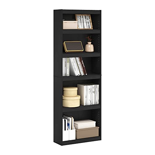 Furinno Jaya Enhanced Home 5-Tier Shelf Bookcase, Blackwood - color: Blackwood, size: 5-Tier, Adjustable Shelves
