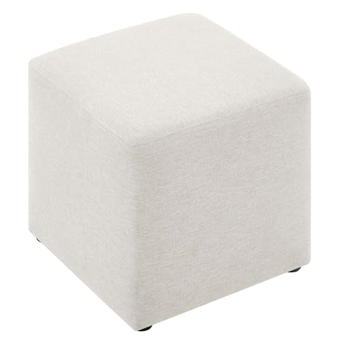 Modway 17" Square Woven Heathered Fabric Upholstered Upholstered Ottoman - color: Heathered Weave Ivory