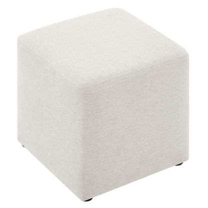 Modway 17" Square Woven Heathered Fabric Upholstered Upholstered Ottoman - color: Heathered Weave Ivory