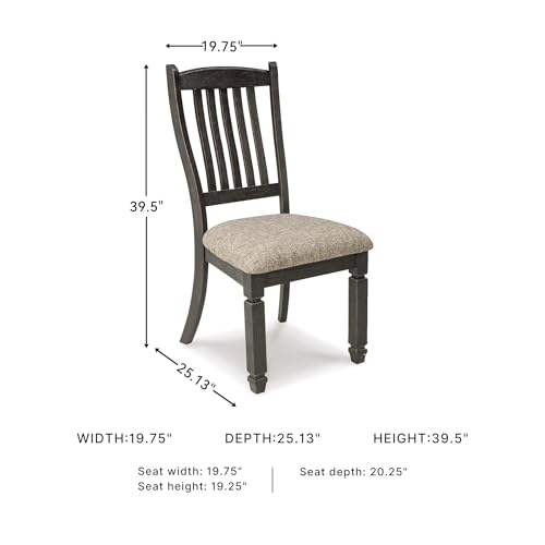 Signature Design by Ashley Tyler Creek Dining Room Upholstered Side Chair, 2 Count, Solid Wood, 19.25" H, Black and Grayish Black - color: Black