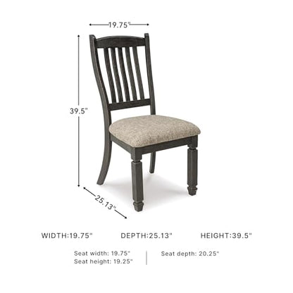Signature Design by Ashley Tyler Creek Dining Room Upholstered Side Chair, 2 Count, Solid Wood, 19.25" H, Black and Grayish Black - color: Black