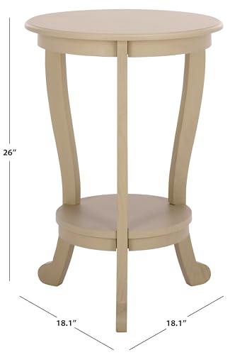 SAFAVIEH Furniture - Mary Pedestal Table - Sand - Solid Wood - Farmhouse Pedestal Design - Ideal for Living Room, Entryway, Home Office, 18.1" W x 18.1" D x 26" H (AMH5711G) - color: Sand