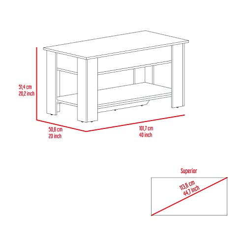 1-Shelf Lid Top Storage Table Light Oak and White