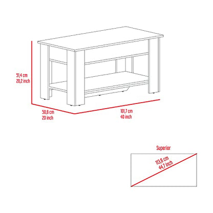 1-Shelf Lid Top Storage Table Light Oak and White