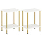 HOOBRO End Tables Set of 2, Small Side Table, Nightstand with 2-Layer Storage Shelves, Sofa Table for Small Spaces, Living Room, Bedroom, Stable Frame, Easy Assembly, White and Gold DW09BZP201 - color: White + Gold