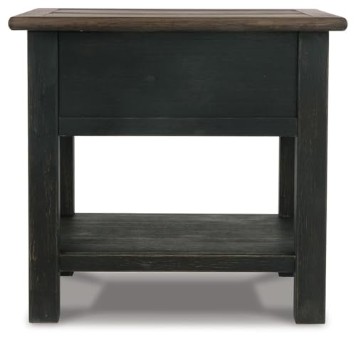 Signature Design by Ashley Tyler Creek Rustic End Table with Storage Drawer and Fixed Shelf, Brown & Black - color: Blackish Brown