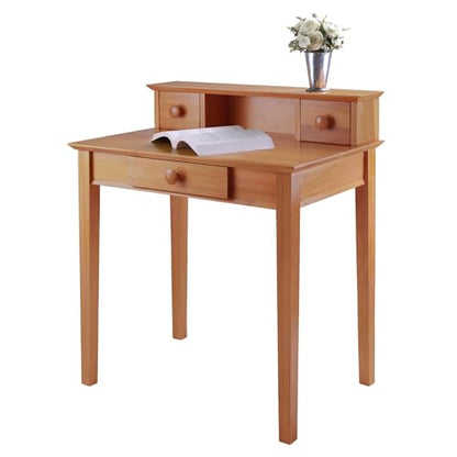 Winsome Studio Writing Desk with 3 Drawers in Honey, Classic Small Home Office Computer Table, Sturdy Furniture for Bedroom, Living Room, Compact & Convenient for Small Spaces