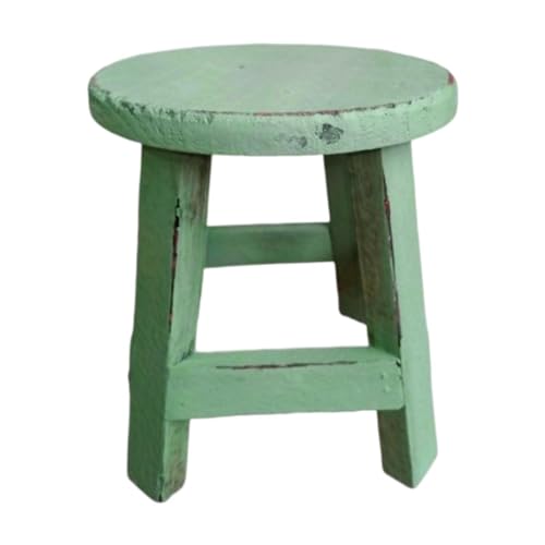 Gralara Mini Wooden Stool Plant Stand, 6.5x7.1x5.9 in Round Planter Holder Display Rack for Indoor Home Decor - color: Green