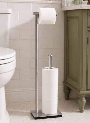 KES Freestanding Toilet Paper Holder Stand with Reserve | Heavy Base, Toilet Paper Storage for Bathroom, SUS304 Stainless Steel Brushed Steel, BPH286S1B-2 - color: Brushed Grey