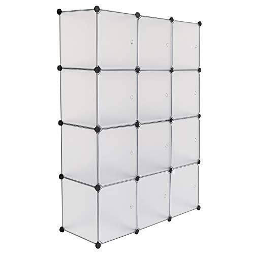 Cube Storage Organizer, 12-Cube Storage Cubes Shelves Bookshelf,Closet Organizers, DIY Stackable Plastic Clothes Shelving for Bedroom, Home, White