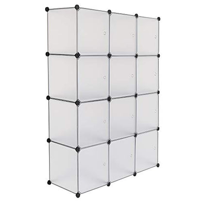 Cube Storage Organizer, 12-Cube Storage Cubes Shelves Bookshelf,Closet Organizers, DIY Stackable Plastic Clothes Shelving for Bedroom, Home, White