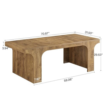Tribesigns 70.87" Executive Office Desk with Arched Design, Oak | Modern Wooden Writing Table, Large Workspace Computer Desk Simple Business Furniture for Home Office, Sturdy Room - color: Oak