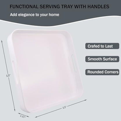 Square White Serving Tray, Ottoman Tray for Coffee Table - color: S-white, size: 13" x 13" x 1.6"