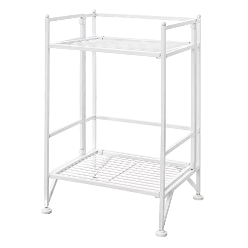Convenience Concepts Xtra Storage Shelves - 2 Tier Folding Metal Organizer Shelf for Office, Closet, Laundry Room, Garage, Kitchen, Bathroom, & Bedroom, No Tools Assembly, White - color: White