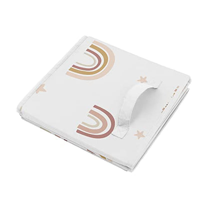 Sweet Jojo Designs Boho Rainbow Foldable Fabric Storage Cube Bins Boxes Organizer Toys Kid Baby Children - Set of 2 - Blush Pink Dusty Rose Gold Yellow Mauve Taupe Beige Bohemian Stars Sun Celestial - color: Boho Rainbow