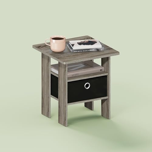 Ipoh End Table, Nightstand, Side Table with Bin Drawer for Small Spaces, Living Room, Bedroom, Olive Oak/Black - color: Olive Oak