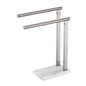KOKOSIRI Hand Towel Holders Standing Towel Bars 2-Tier with Marble Base for Bathroom Vanity Countertop, Brushed Stainless Steel 15.7'' Height THS0007-BR - color: Brushed Nickel, size: 2-Bar