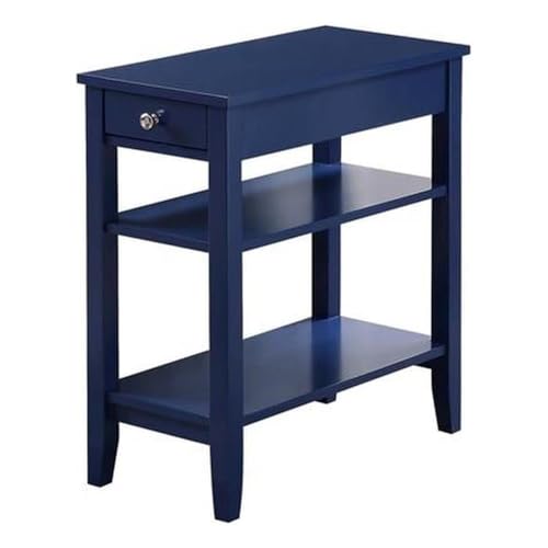 Convenience Concepts American Heritage Chairside End Table with Drawer 23.5" - Classic Living Room Table with Storage Shelf, Bedroom Nightstand, Cobalt Blue - color: Cobalt Blue
